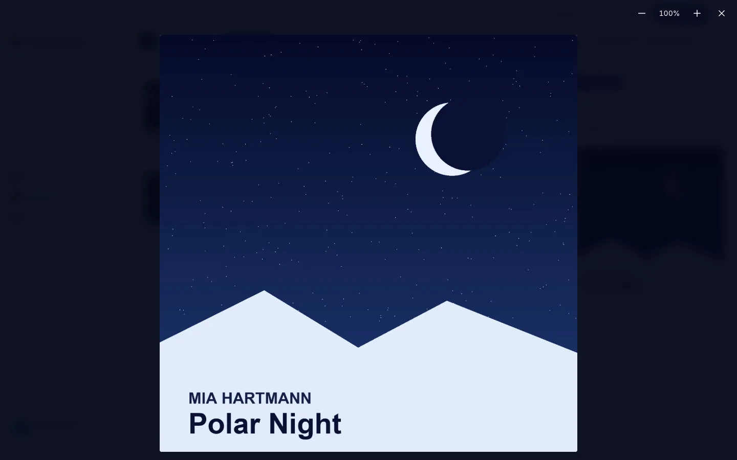 The “Polar Night” artwork shown over the whole window, with zoom buttons at the top right.